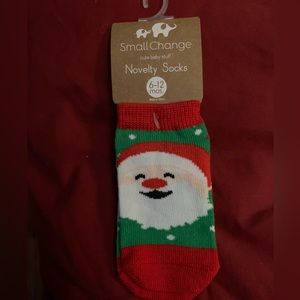 NWT baby Christmas socks. 2 pair 6-12 Mo size. Santa Face and Santa buckle.